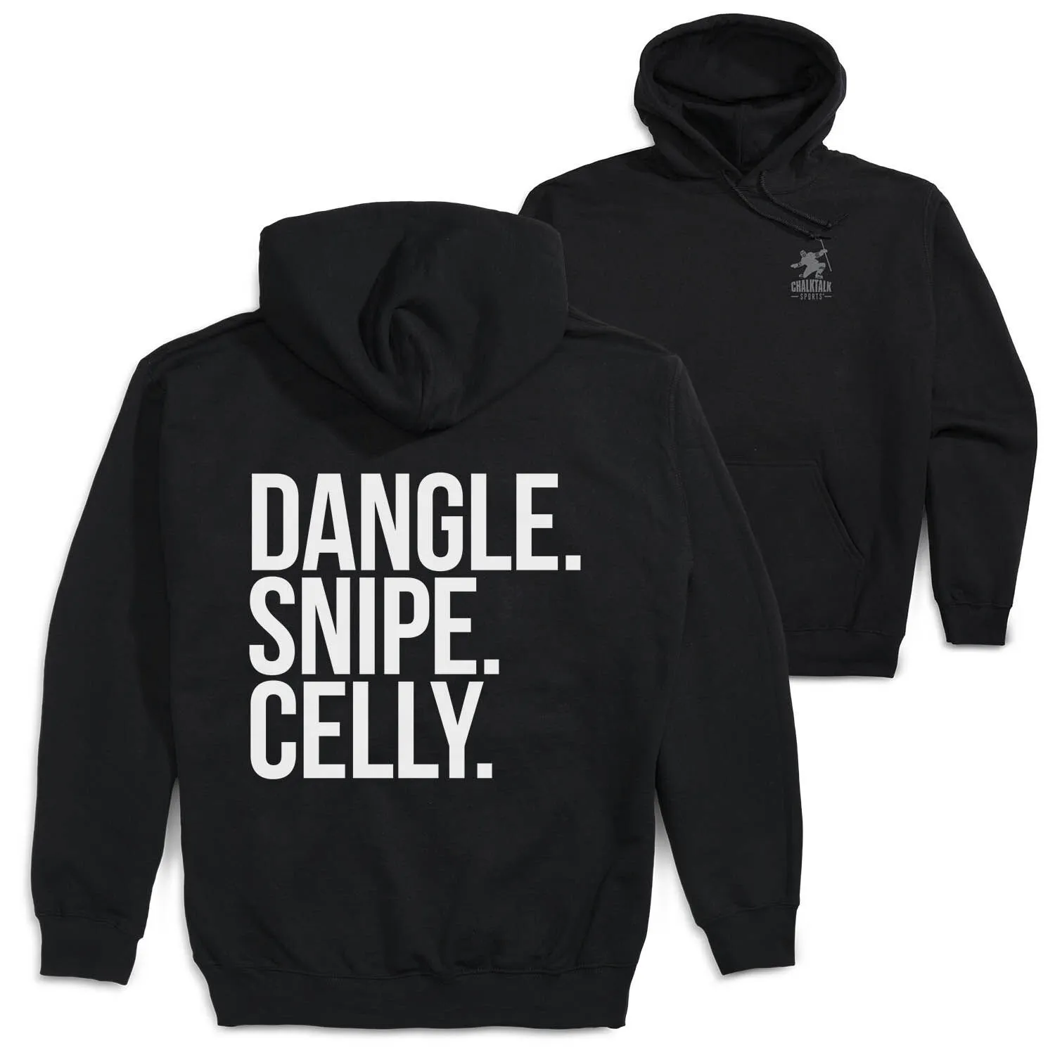 Hockey Hooded Sweatshirt - Dangle Snipe Celly Words (Back Design) 